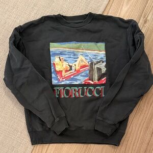Fiorucci Black Graphic Crewneck Sweater